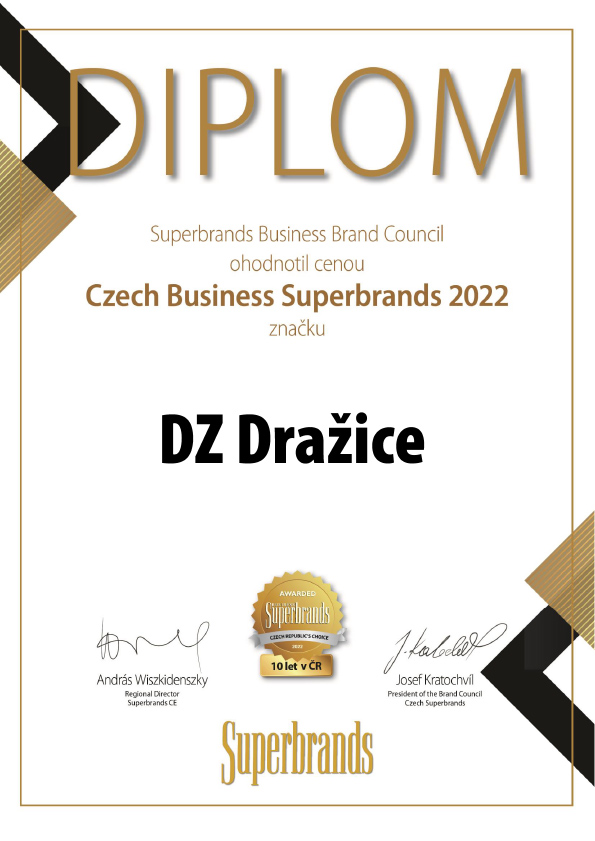 DZ Drazice Superbrands Business BSB DIPLOM 2022